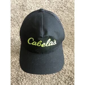 Cabelas Cap Trucker Hat Black Adjustable SnapBack Fishing Hunting Outdoors